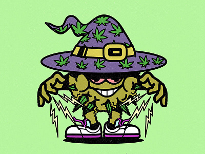Da Weedzard 420 aesthetic cartoon cbd character design fun graphic design humor illustration lofi retro vector weed wizard