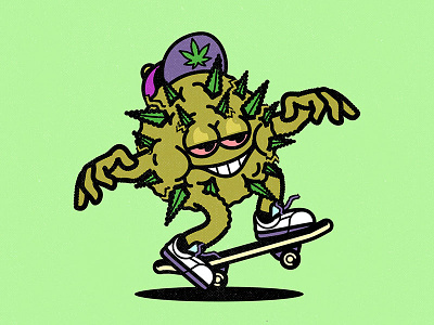 Luis 420 aesthetic cartoon cbd character design fun graphic design humor illustration lofi retro skate sports vector weed