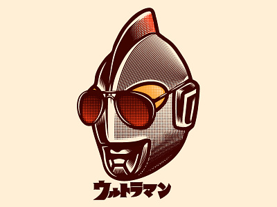 Ultraman cartoon character culture design gore illustration pop skull vector