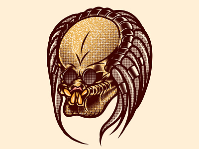 Predator cartoon character culture design gore illustration pop skull vector