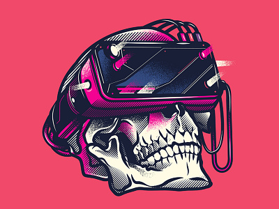 Postcore core design future graphic design illustration neon post punk skull