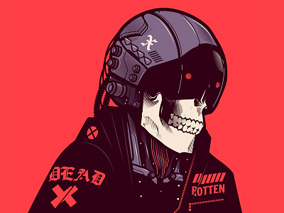 Cyberpunk adobe cartoon character design digital draw graphic design illustration illustration digital illustrator skull stay rotten texture typography vector vector art