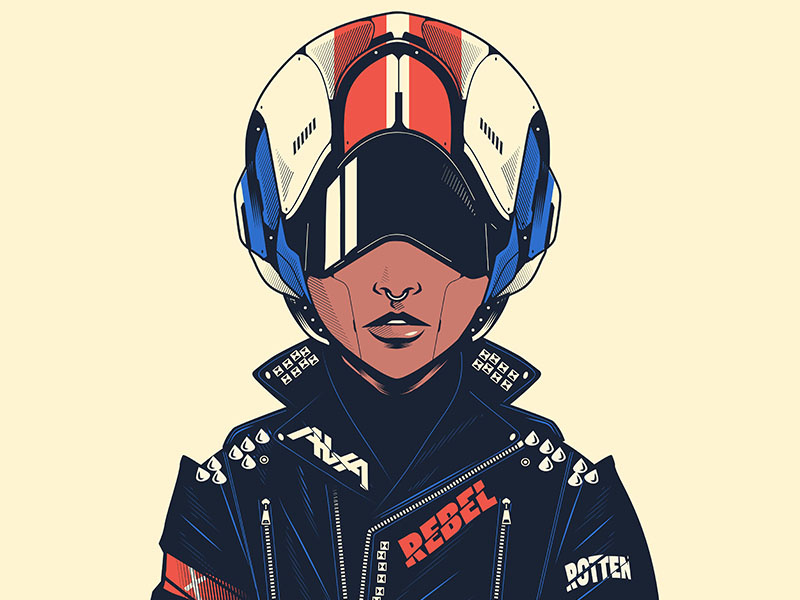 Rebel Girl adobe illustrator wacom girl illustration girl character girl space adobe draw digital stay rotten illustration digital illustrator graphic design pop culture vector character cartoon design illustration