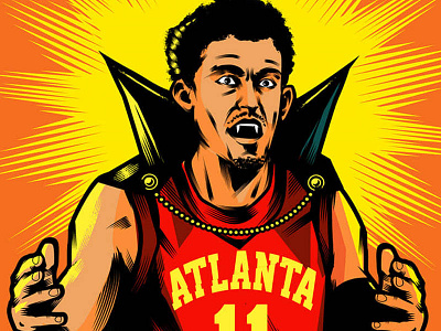 Trae Young adobe adobe illustrator cartoon comic design graphic design illustration illustration digital illustrator stay rotten texture vector vector art vintage wacom wacom intuos