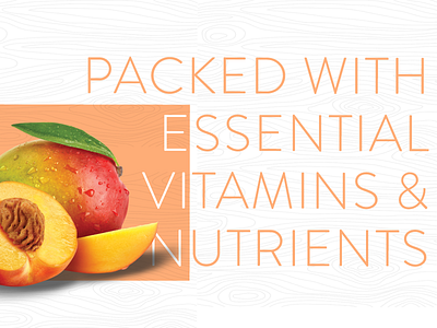 Packed with Essential Vitamins adobe bright fruit illustrator overlap photogshop texture thin type typography wood grain