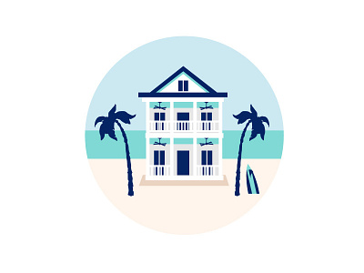 Lowcountry Surf Shack adobe beach beach house charleston design flat illustration illustrator ocean palm tree surf vector