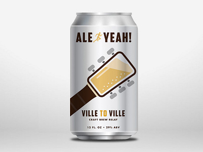Ville to Ville Relay Beer Can Mockup adobe beer branding can craft beer flat guitar headstock icon illustration illustrator label vector