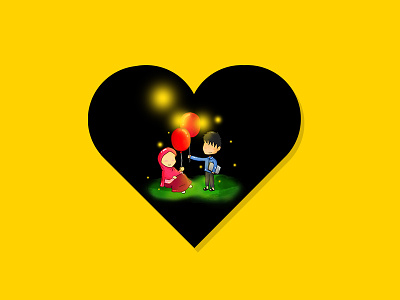 Share Ballon With Love couple illustration art love loving