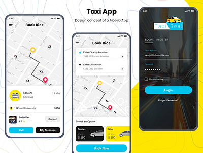 Taxi App application mobile mobile app taxi app taxi booking app taxi ui ui