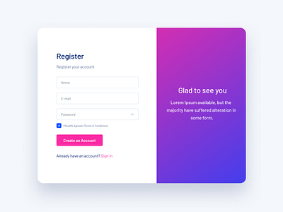 Register Form UI Design by vallabhsompura on Dribbble