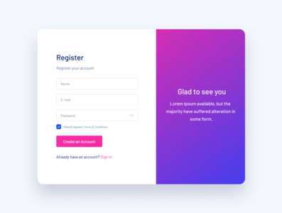 Register Form UI Design by vallabhsompura on Dribbble