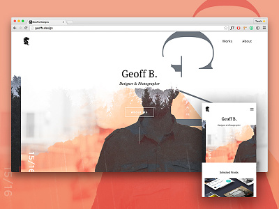Header personal portfolio responsive splash page typography web design
