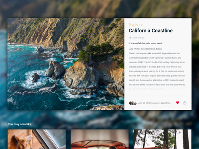 California Coast photography reader roboto sketch social theme ui