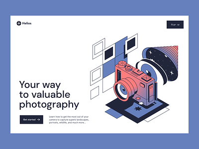 Helios: landing page illustration courses edtech education education platform illustration isometric online courses online learning vector illustration web illustration