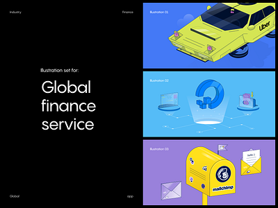 Global app: illustration set app digital digital ocean finance fintech illustration mailchimp uber vector web