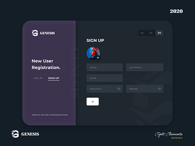 GENESIS Sign Up app design flat login registration page sign up ui ui design ux ux design