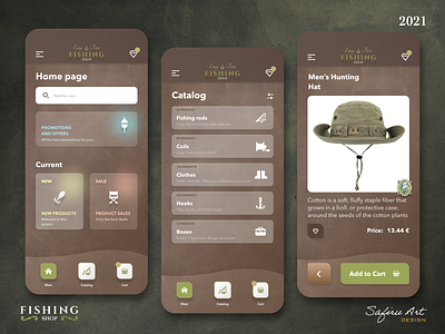 Fishing Shop App app app design fishing glass glassmorphism mobile app mobile app design mobile design mobile ui ui ux ui design ux design