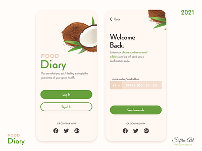 Food Diary app app design log in mobile app mobile app design mobile design mobile ui ui ui design ux ux design