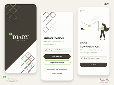 Your Pleasure Diary app app design diary log in mobile app mobile app design mobile design mobile ui sign up splash screen ux design