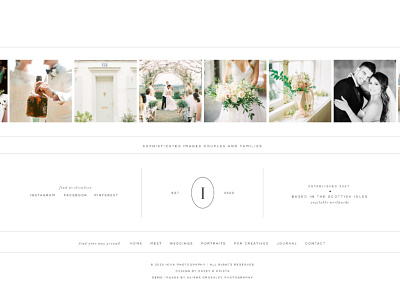 Footer design for Iona - A Showit Website Template classic footer grid instagram feed photography website wedding