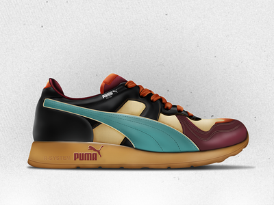 Puma Sneaker fun illustration leather logo office playoff photoshop playoff puma realistic shine shoe sneaker stitching texture