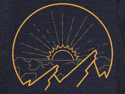 Mountain Sunrise (Cotton Bureau) boulder illustration t-shirt