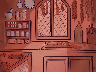 Kitchen setting illustration illustration digital procreate app