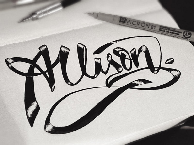 name lettering allison draw ink lettering micron pen sketch type typography