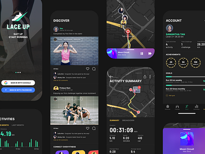 Lace Up Running App app interface ios mobile ui ux