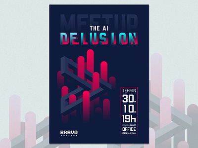 The AI Delusion abstract design flat font font design geometric art geometric design geometry illustration illustrator letters logo logotype meetup minimal plakat print typography vector