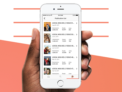 issuu app - Publication List design issuu magazines mobile reading ui ux