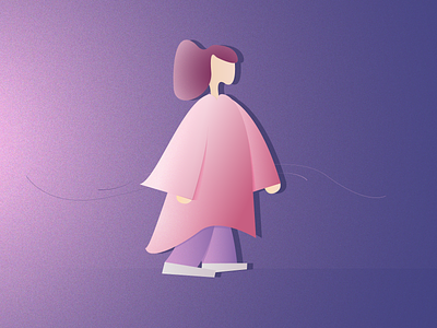 Purple Floyd character design flat gradient illustration pink purple vector
