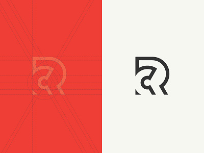 R C Monogram branding c clean geometry identity logo monogram r