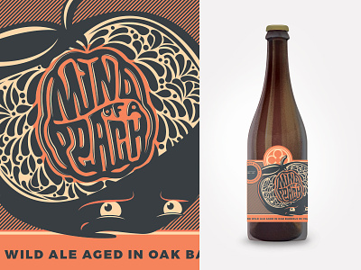 Mind of a Peach 22oz beer brewery illustration label lettering peaches typography