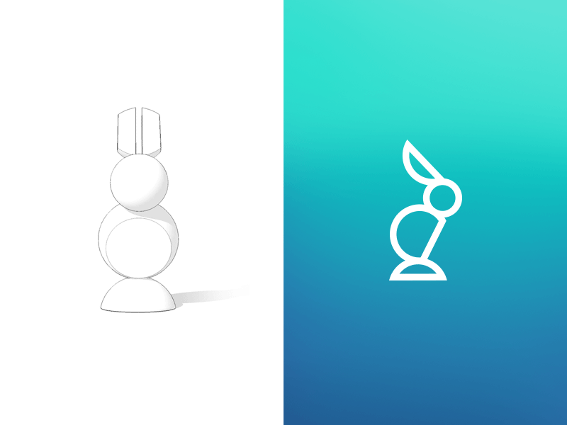 White Rabbit Rotate 3d branding bunny identity logo magic mascot rabbit rotate