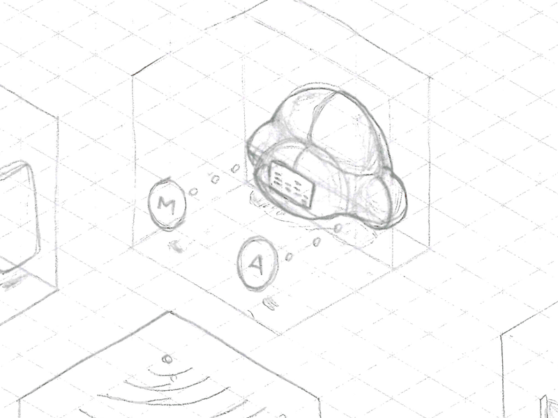 Cloud Analysis Process tech cloud pencil sketches vector illustration isometric gif process