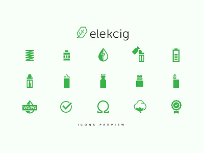 Elekcig vape shop icons clean creative e cigarette elements green icons icons design illustrations shop vape