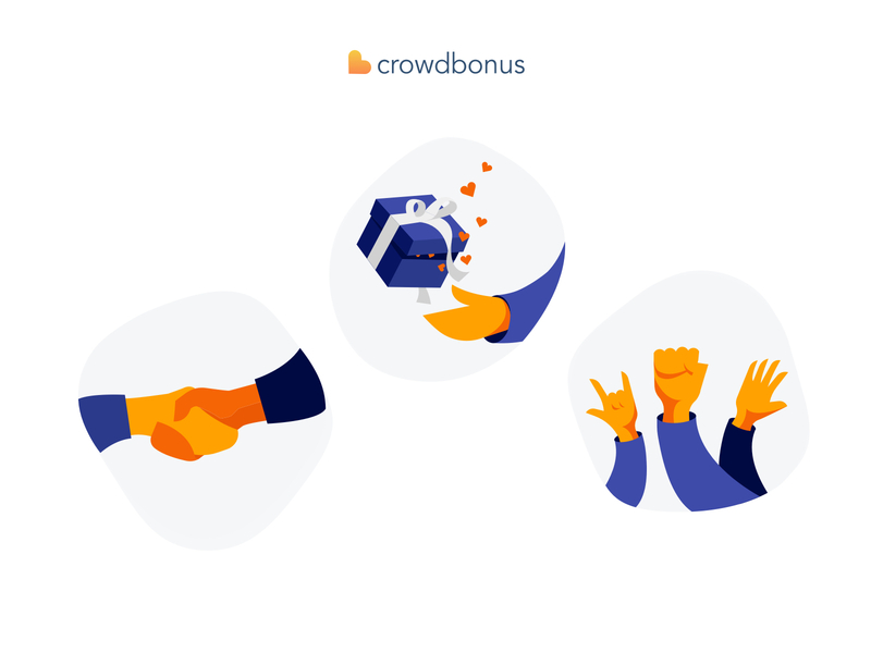 Crowdbonus Illustrations branding design ecommerce flat friendly illustration minimal orange vector website