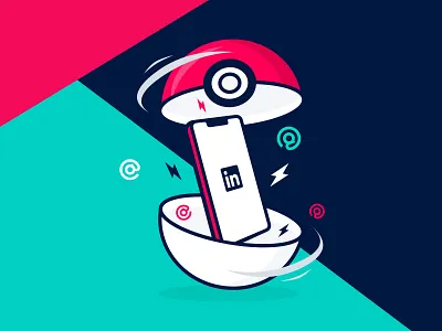 Meet Magento Baltics - illustration branding contacts ecommerce flat friendly illustration linkedin pokeball pokemon