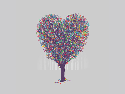 Nature's Love branches heart illustration leaf leaves tree