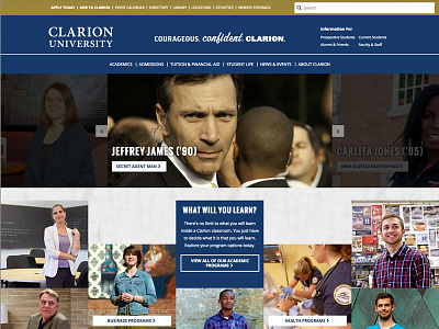 Clarion University Homepage education responsive rwd university web website