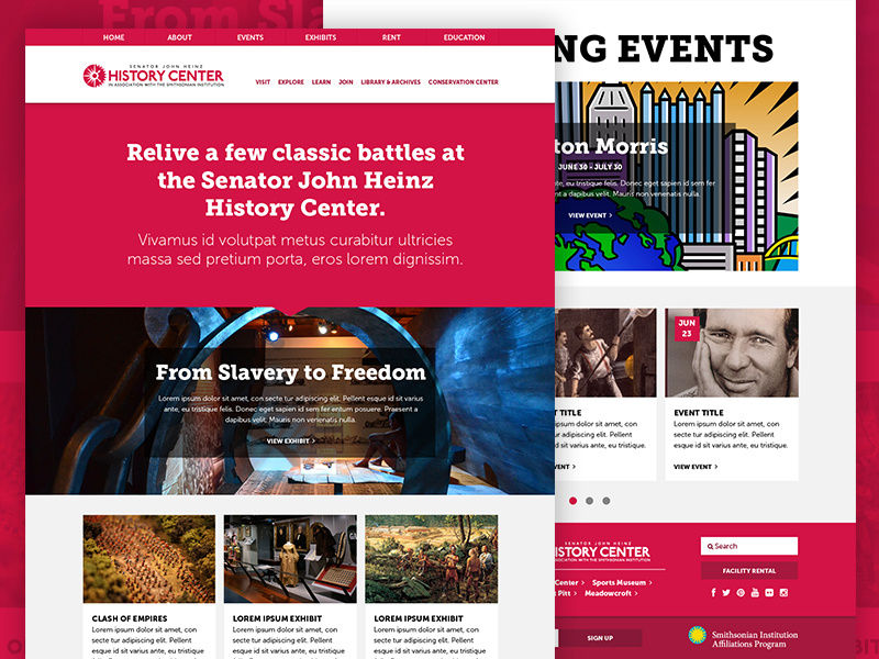The Heinz History Center Website responsive web web design history museum flat exhibit