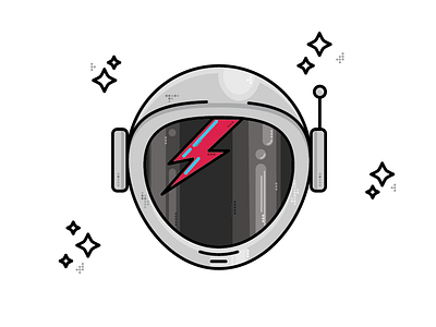 Ground Control To Major Tom astronaut bowie illustration monoline space