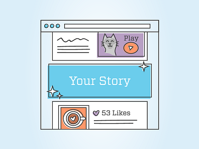 Blog Illustration cat illustration newsfeed social video