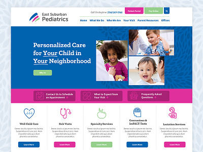 East Suburban Pediatrics Website pediatrics web web design website