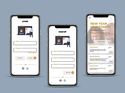 Resume Making App adobe illustrator adobexd app app design design login screen mobile app design mobile ui resume ui