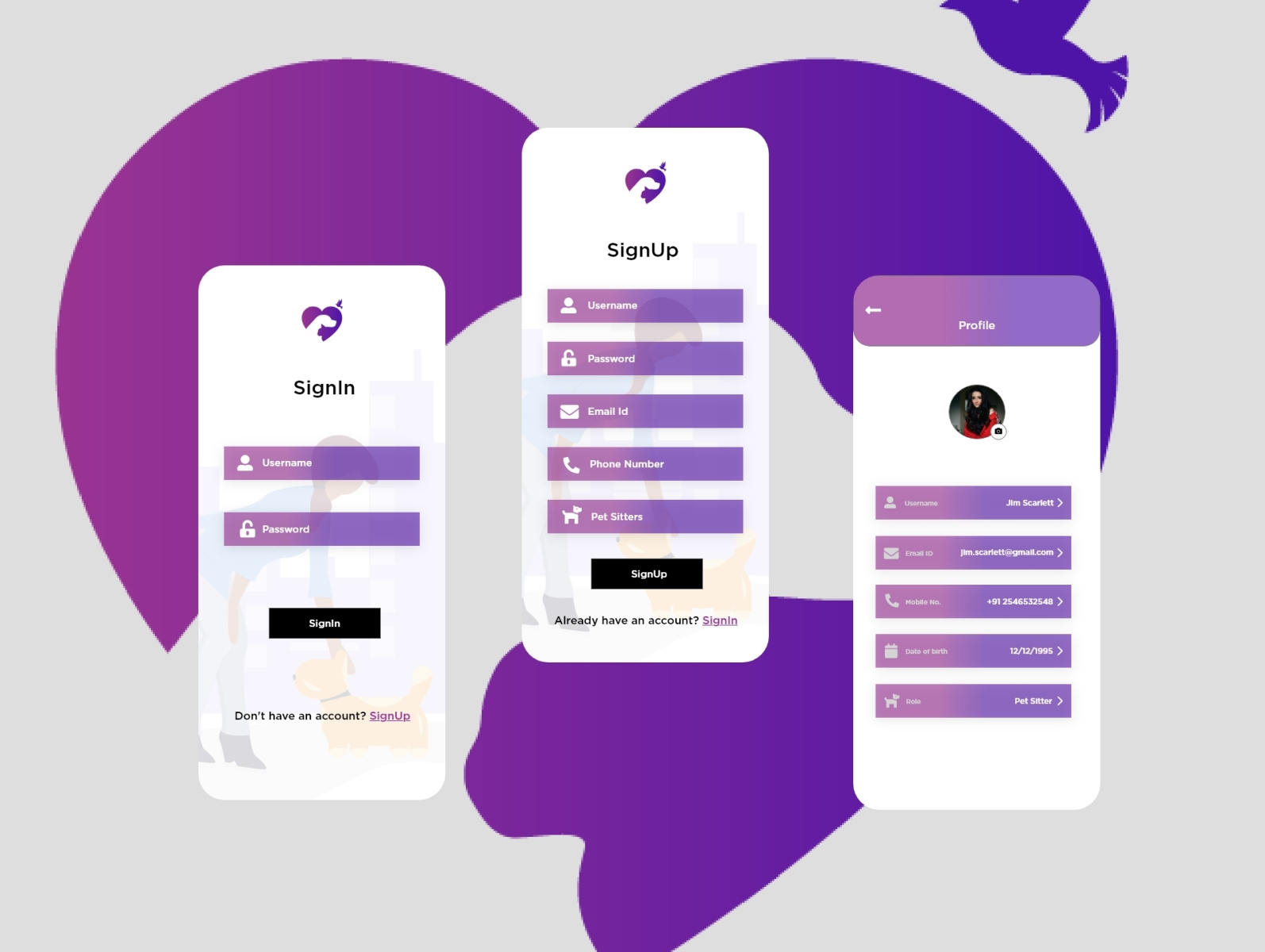 Login Register Pet App by Primocys on Dribbble