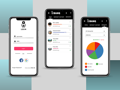 Banq app app app chart design app design app designer bank app branding charts design login design login page login screen mobile app design mobile ui money app money bag money transfer social login social media ui withdrawal