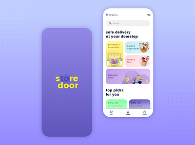 Store to Door app branding design food fooddelivery icon illustration logos mobile app purple