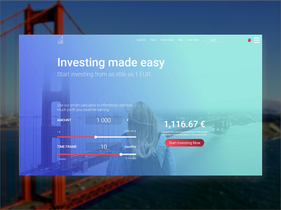 Simple landing page for a investing